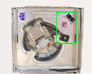 An exhaust fan showing the plug AutoVent uses